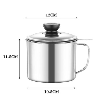 2/1.5L Oil Filter Fry Basket Oil Storage Can Pot Stainless Steel with Basket and Lid Deep Fryer Multifunctional Deep Frying Pot